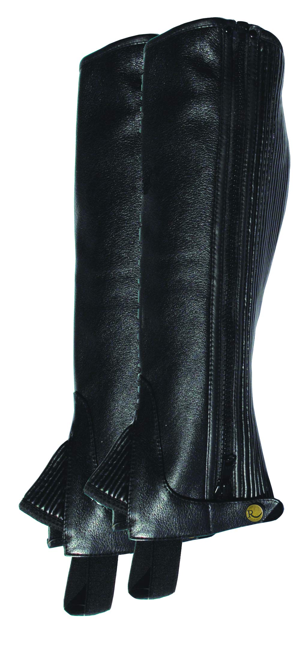 Rhinegold Soft Leather Riding Chaps | Black Equestrian Gaiters, Large