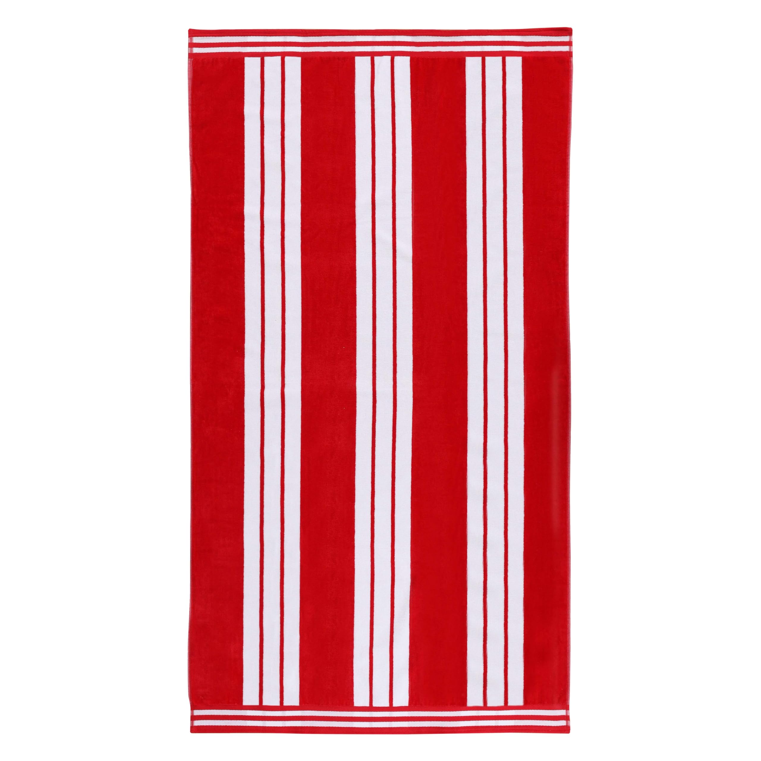 Jolof Store Combed Cotton Beach Towel – Red Cabana Stripe Oversized
