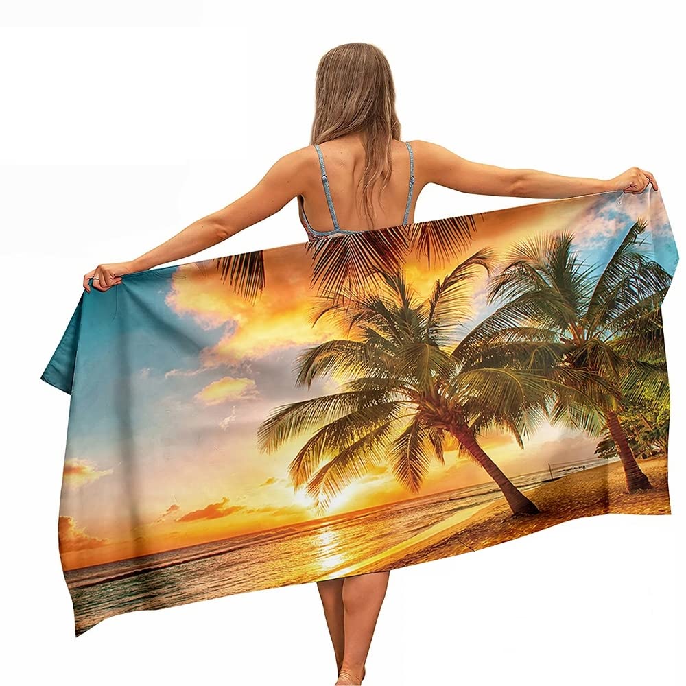Ulticool Microfibre Beach Towel – Palm Tree Sea – Quick-Drying 160x80cm