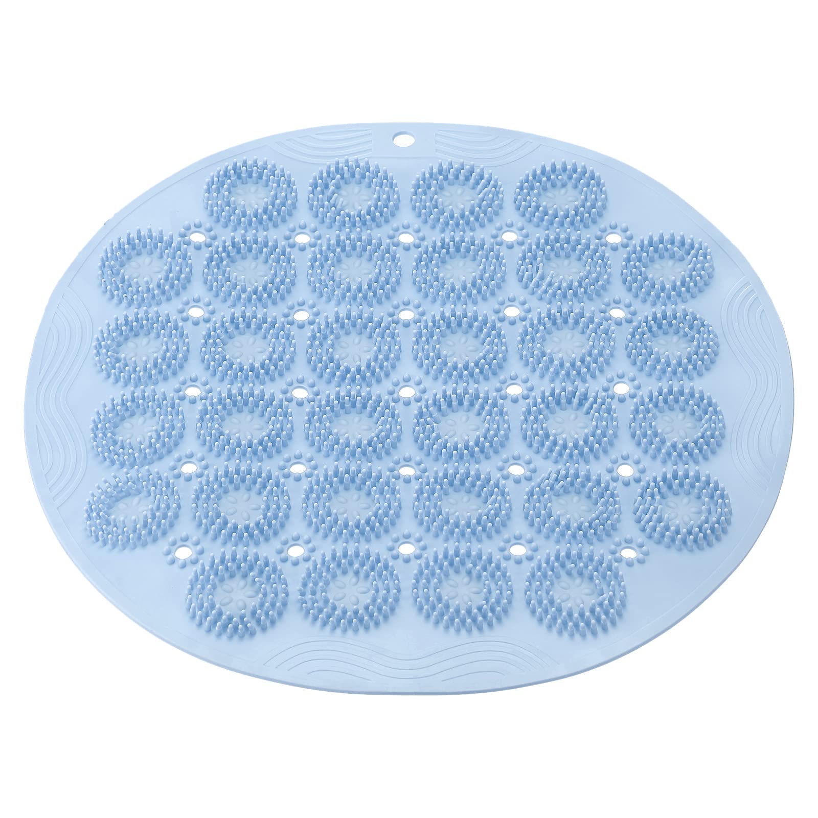 PVC Non-Slip Round Shower Mat with Suction Cups, Blue – 11.8"