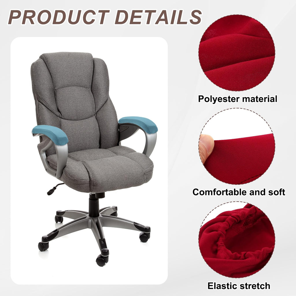 sourcing map Chair Armrest Slipcovers Covers, 22 x 7cm Polyester Removable Seat Hand Rest Protector for Office Chairs Desk ChairWine Red - image 3