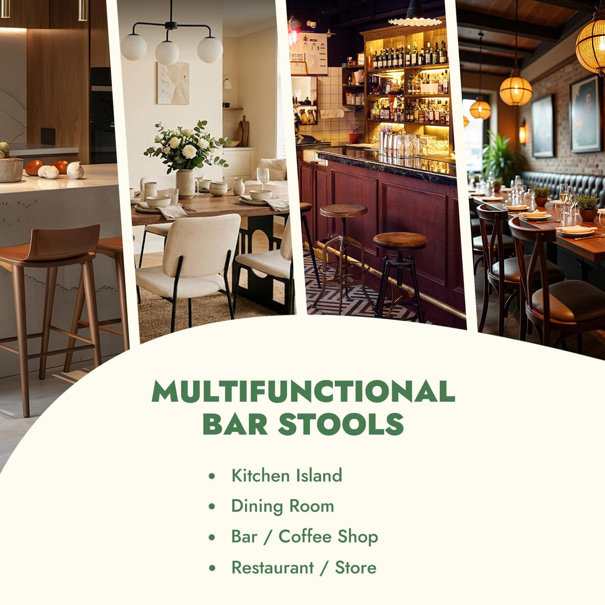 KRAMZMING Counter Height Bar Stools Set of 2, 24 Inch Faux Leather, Brown - image 5