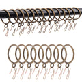 Metal Curtain Rings with Hooks - 24 Pack Brass Drapery Rings