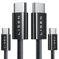 LISEN 240W USB-C to USB-C Fast Charging Cable 2-Pack (1m+2m) | Black