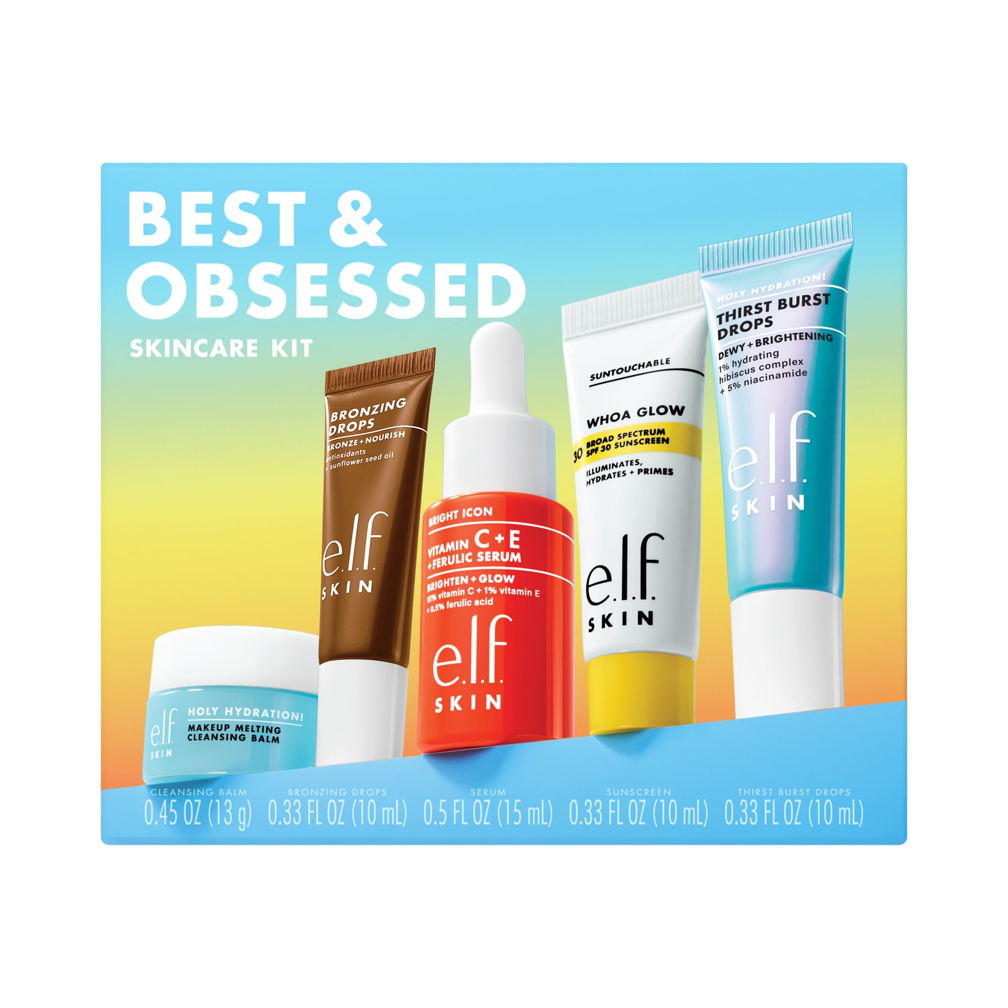 e.l.f. SKIN Best & Obsessed 5-Piece Travel Skincare Kit with SPF 30