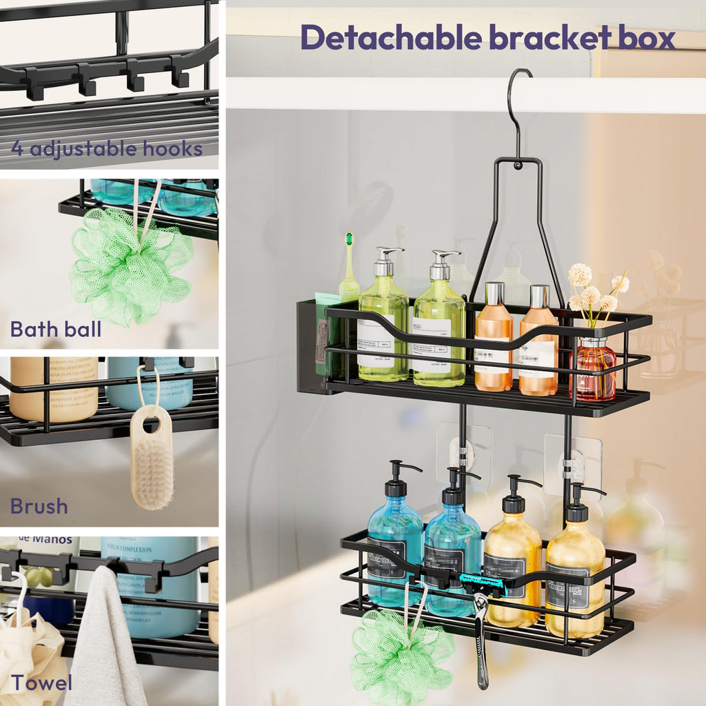 SWTYMIKI Shower Caddy Hanging Organiser-2-Tier No Drill Shower Organiser with 360° Rotating Hook - image 5