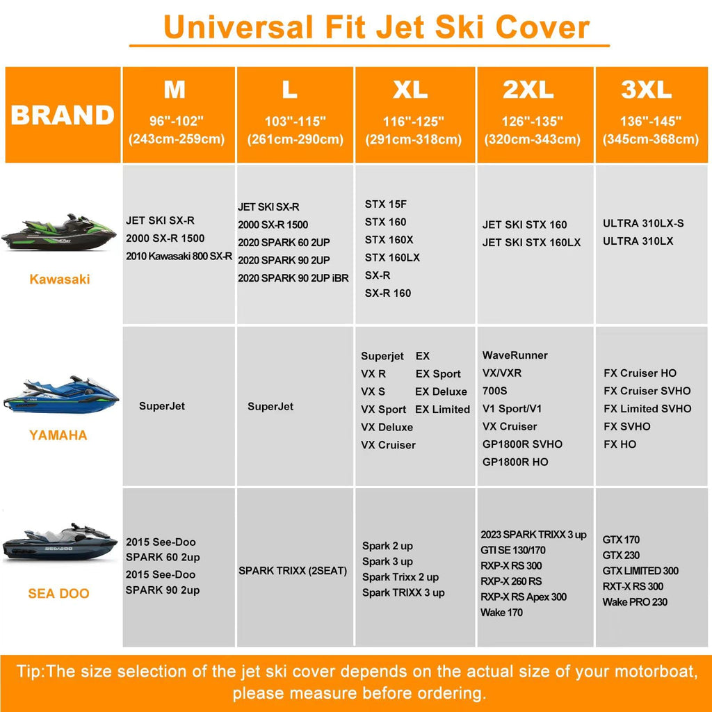 Waterproof Jet Ski Cover – 420D Heavy Duty UV Resistant PWC Cover