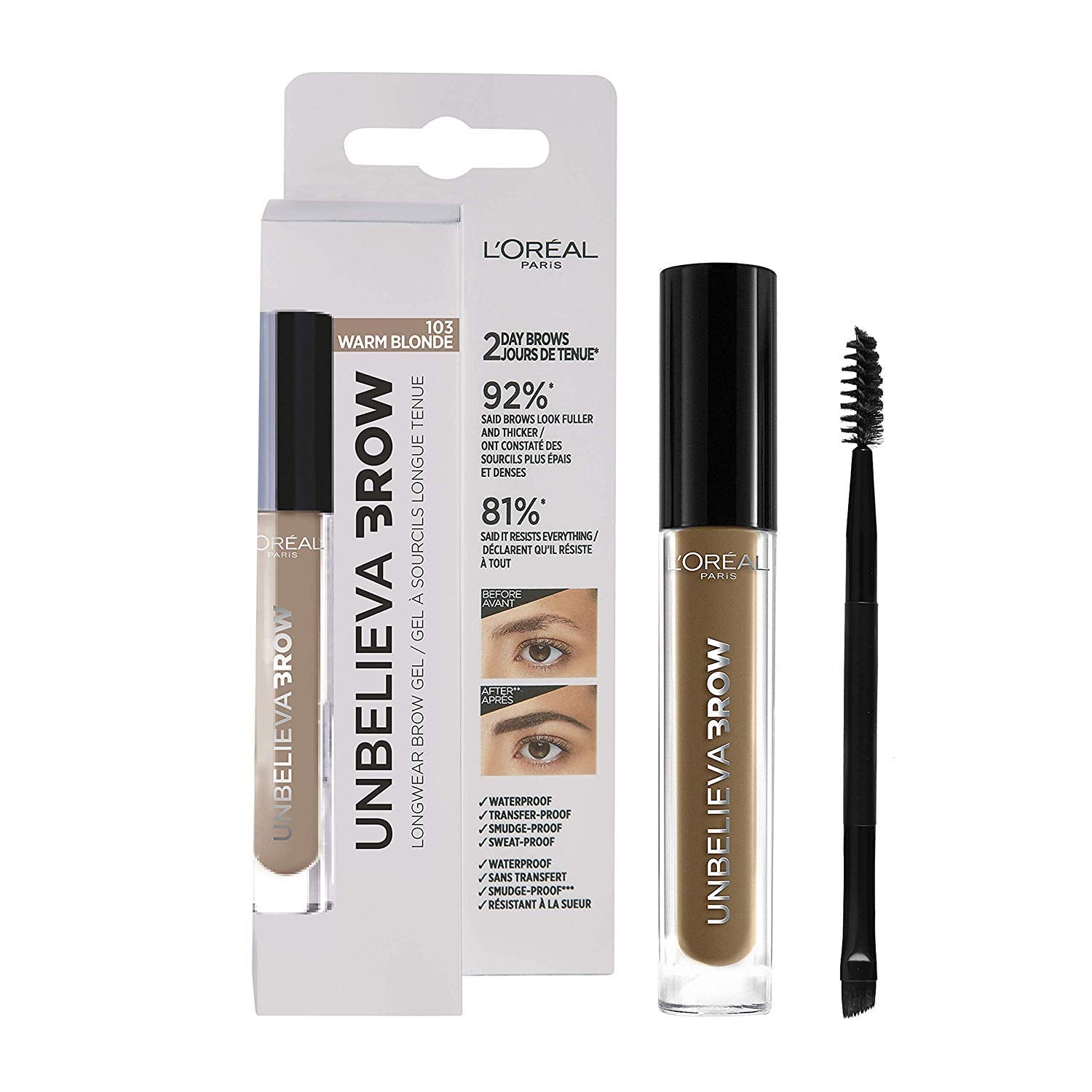 L'Oreal Paris Unbelieva Brow Gel - 103 Warm Blonde Longwear Eyebrow Tint