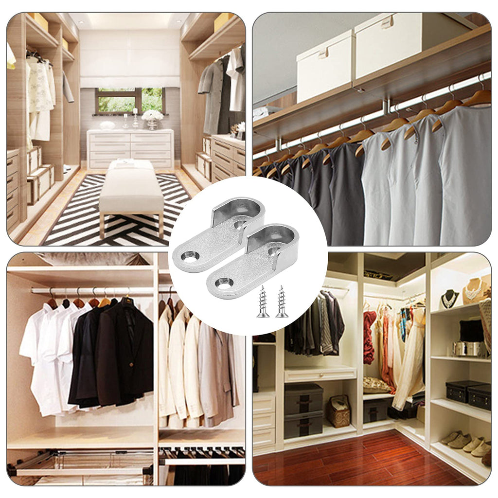 Oval Wardrobe Hanging Rail Rod Pole Socket, Stainless Steel Pipe Bracket, Wall Mount End Supports for Closet Curtain 16mm 20Pcs - image 2