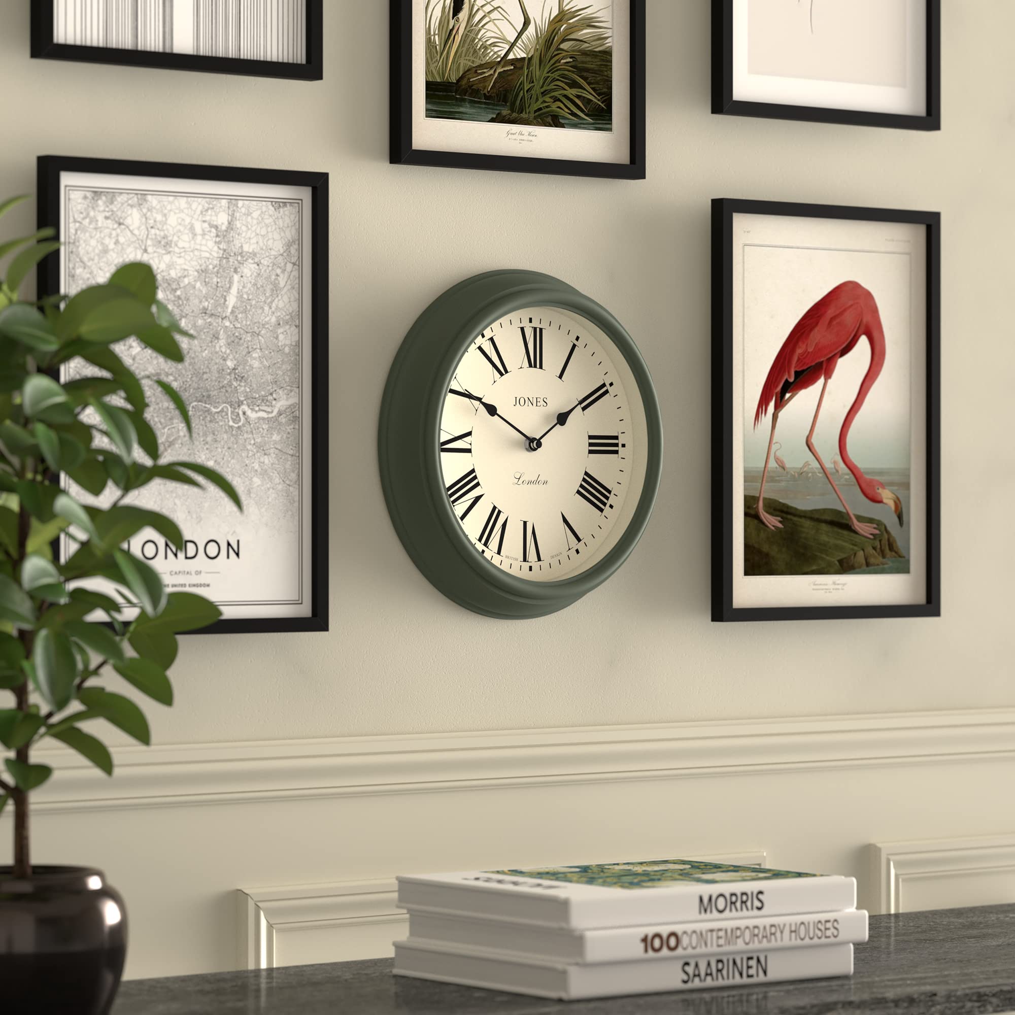 Jones Clocks Venetian Wall Clock – 30cm Green Round Roman Numeral