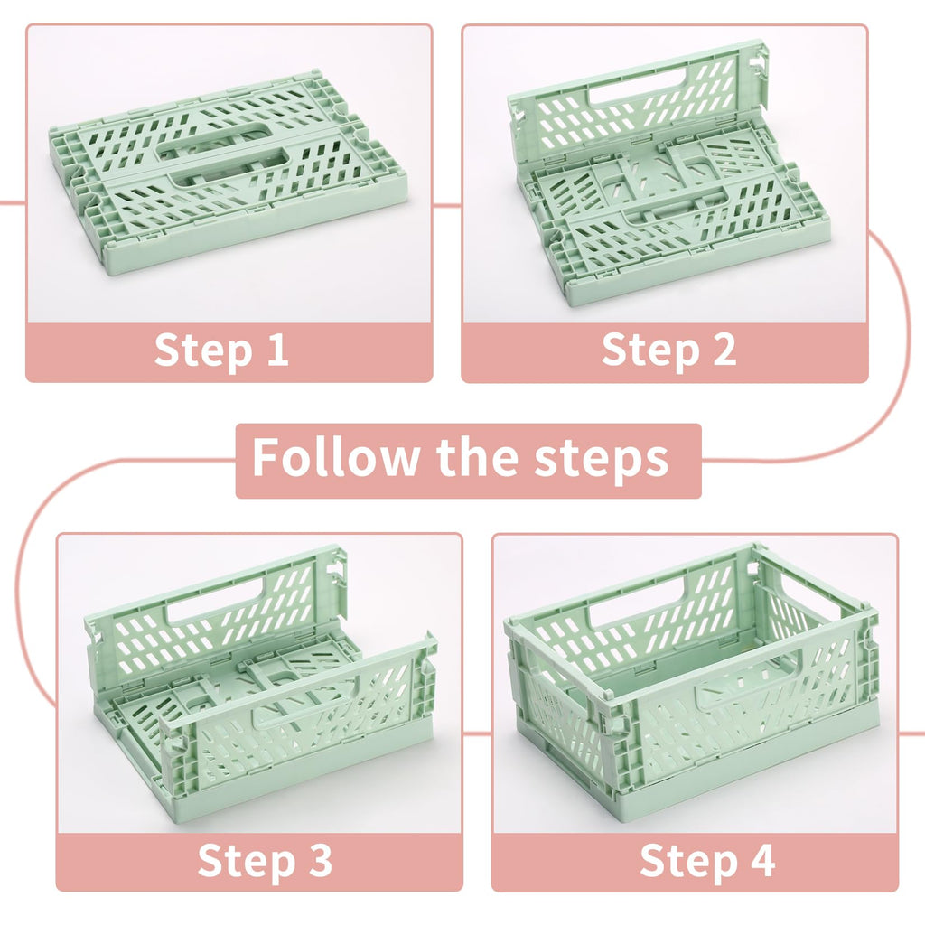 PIANKEKE 4 Pcs Collapsible Storage Boxes, Stackable Storage Baskets, Folding Crates, Foldable Basket - image 3