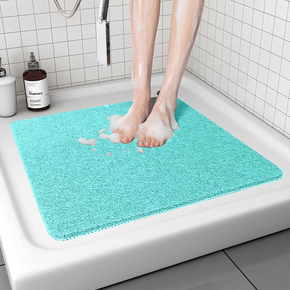 Jolof Store Non-Slip Shower Mat – 60x60cm Loofah Bath Mat, Green