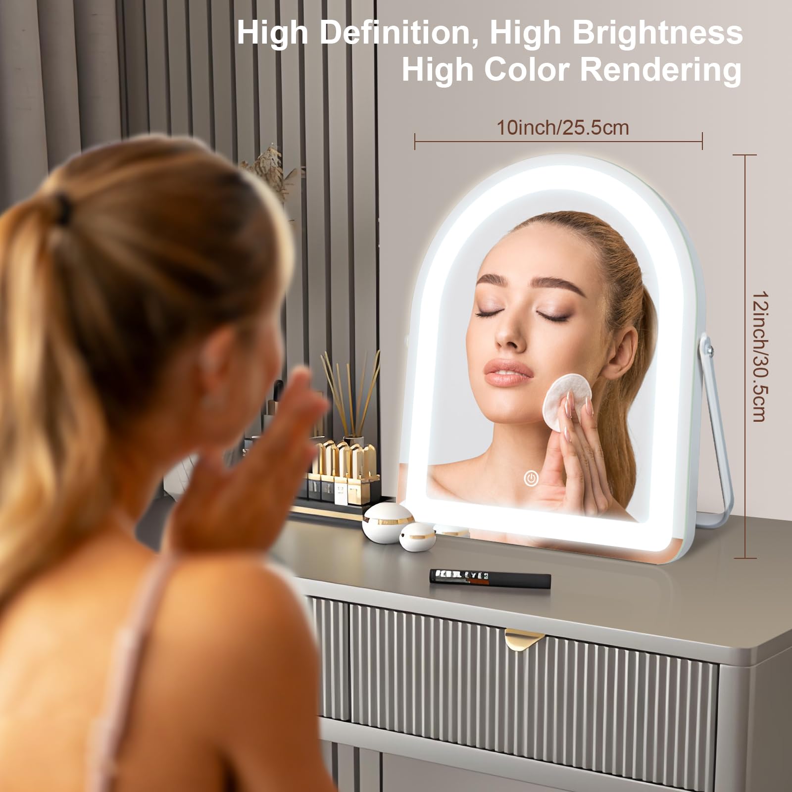 Jolof Store Arched Vanity Mirror with Lights | 3 Color LED Makeup Mirror