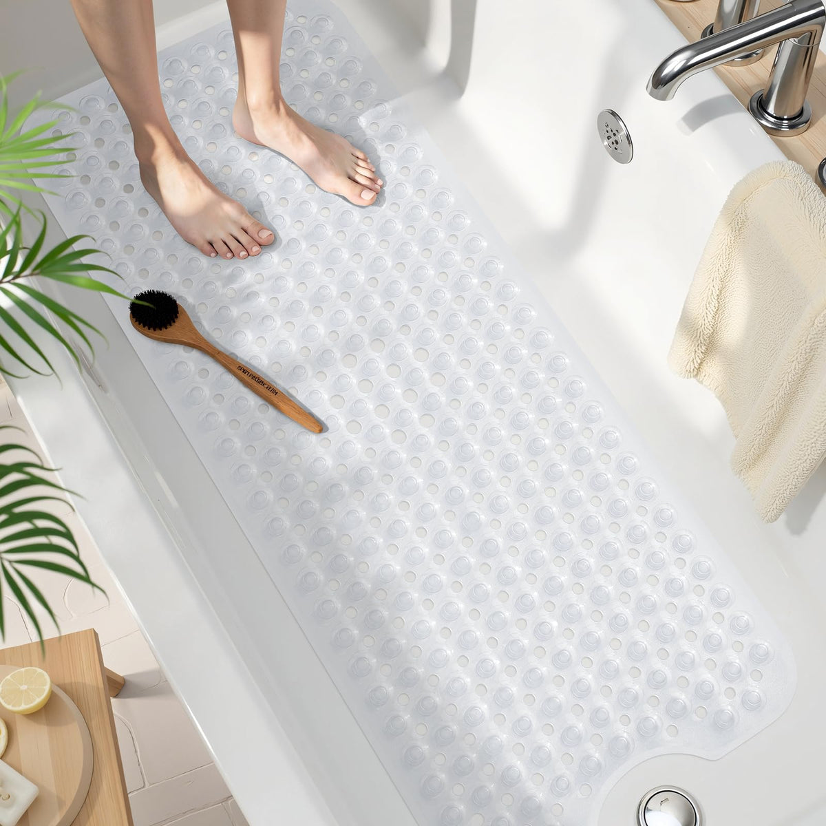 Smiry Non Slip Bath Mat with 300 Strong Suction Cups, 100x40cm - image 1