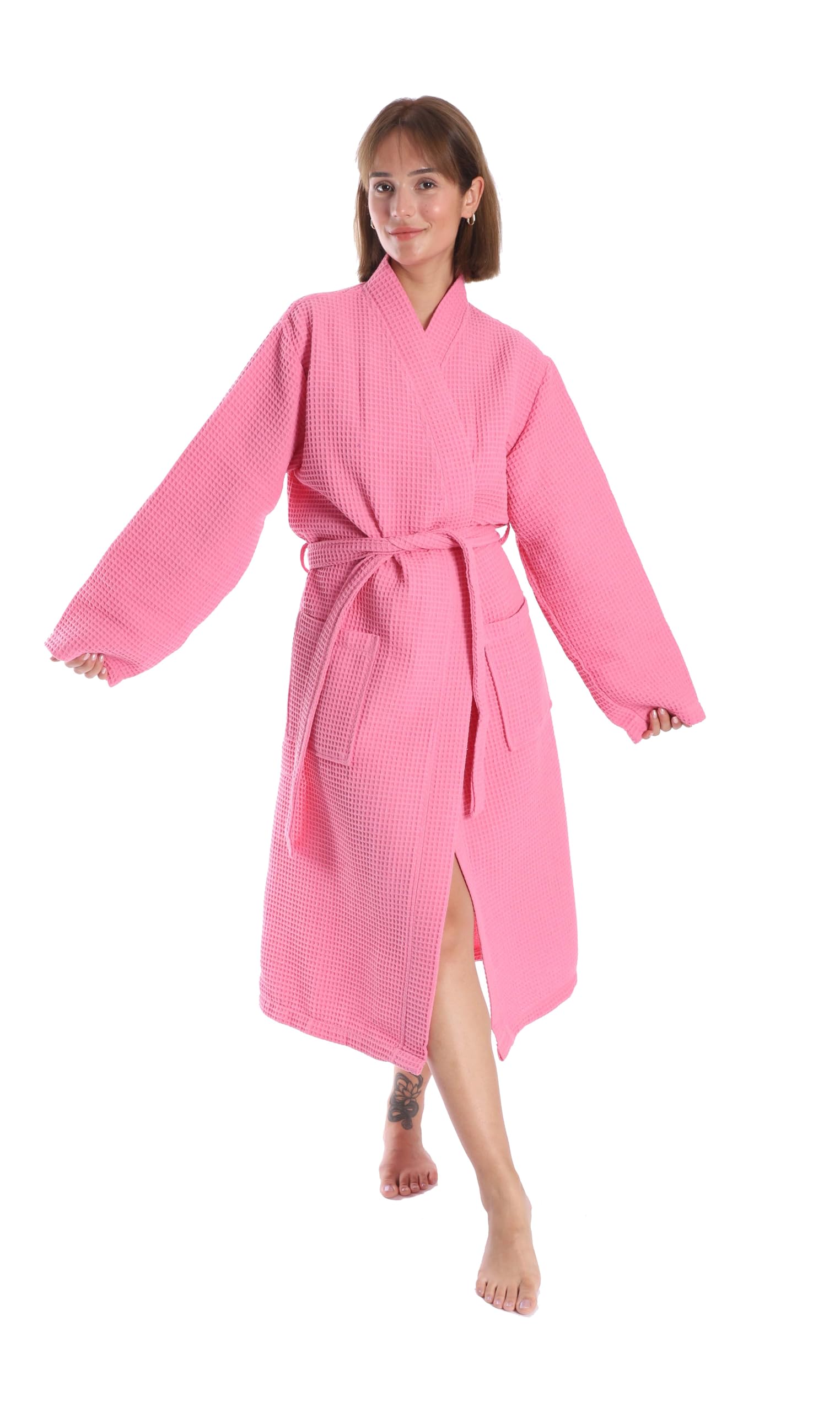 nottoc Unisex Waffle Cotton Bathrobe | Lightweight Spa & Travel Robe