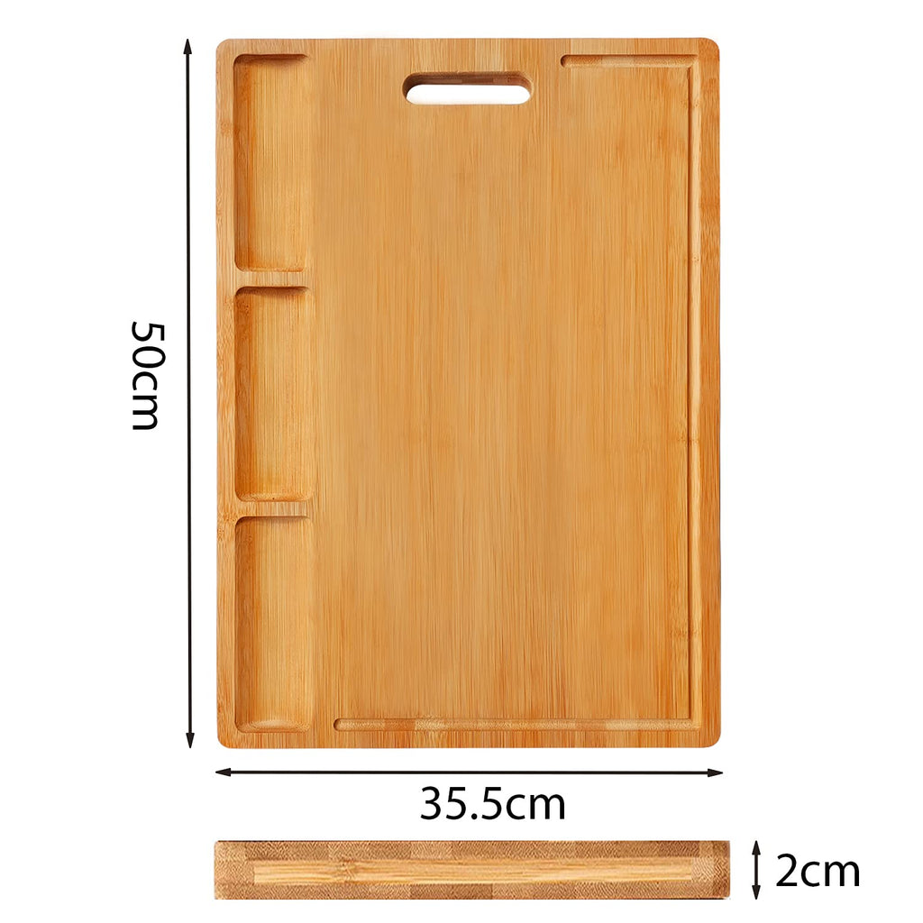 NIUXX Extra Large Bamboo Cutting Board with Compartments & Juice Grooves
