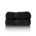 Glart Premium Terry Hand Towels – 100% Cotton, Black, 50x100 cm (Set of 2)