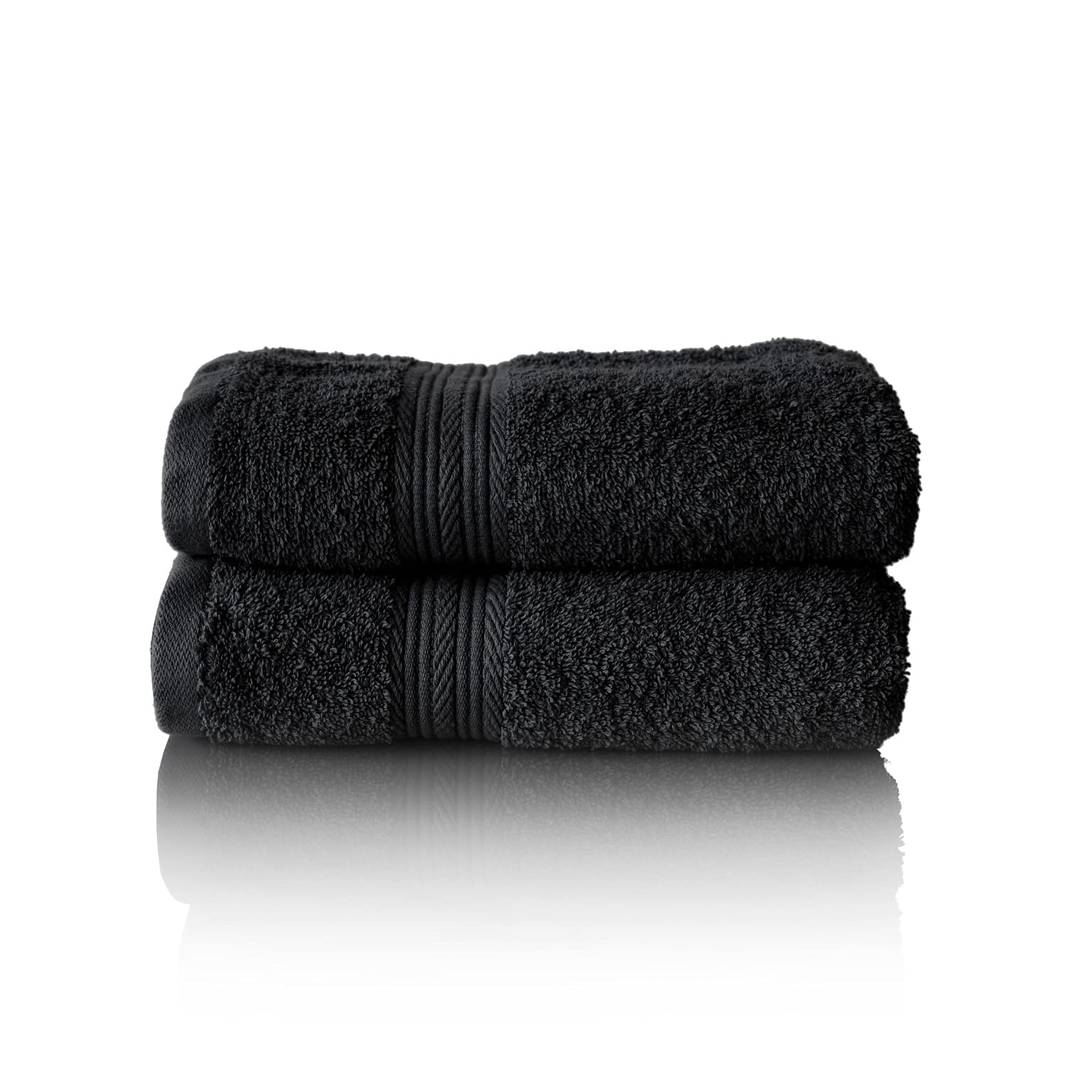 Glart Premium Terry Hand Towels – 100% Cotton, Black, 50x100 cm (Set of 2)