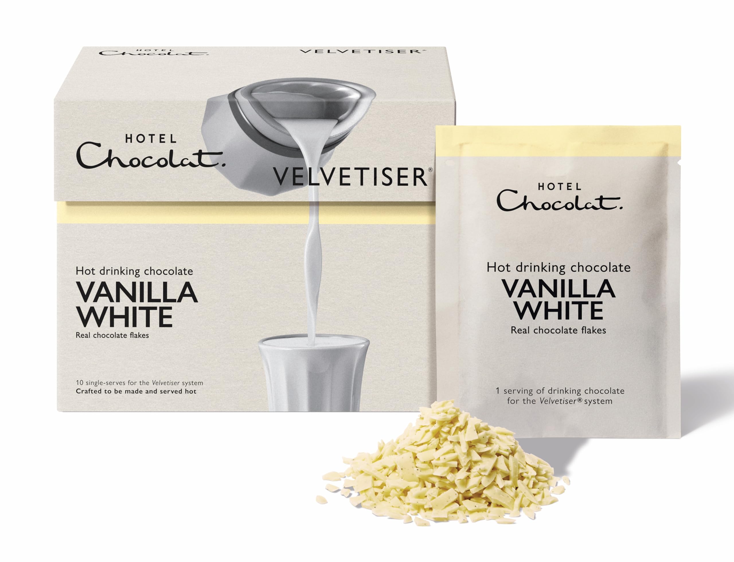 Hotel Chocolat Vanilla-White Hot Chocolate – 10 Luxury Flake Sachets