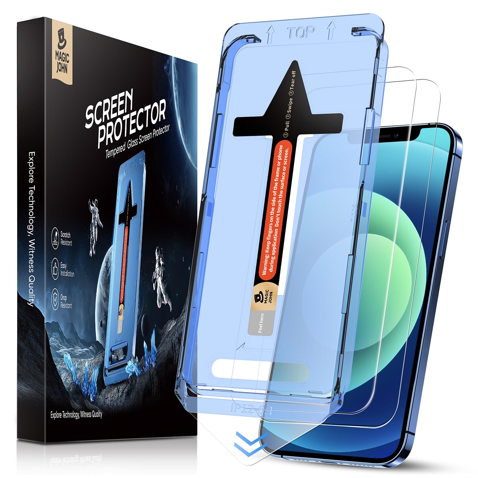 Magic John iPhone 12/12 Pro Tempered Glass Screen Protector - 2 Pack
