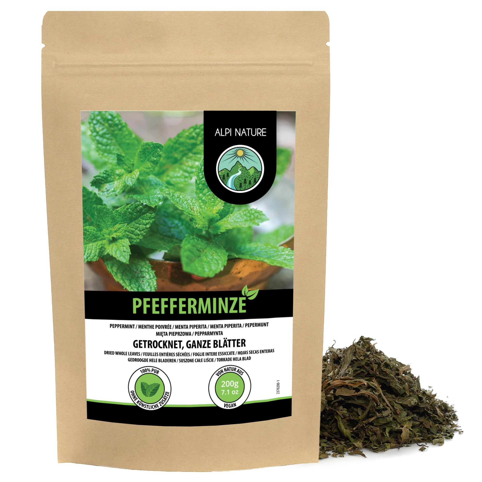 Alpi Nature Peppermint Tea – 200g Whole Loose Leaf Herbal Infusion