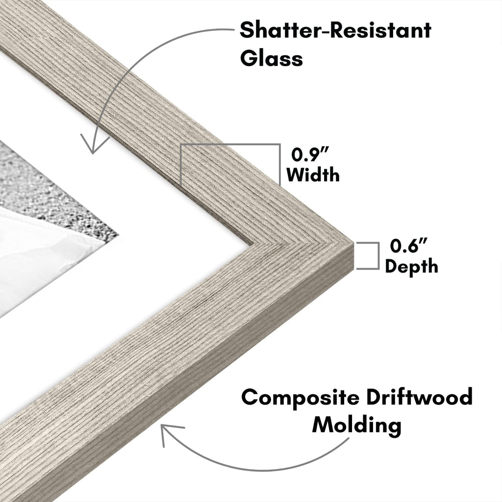 Americanflat 7 Piece Gallery Wall Frame Set | Driftwood Woodgrain Collage