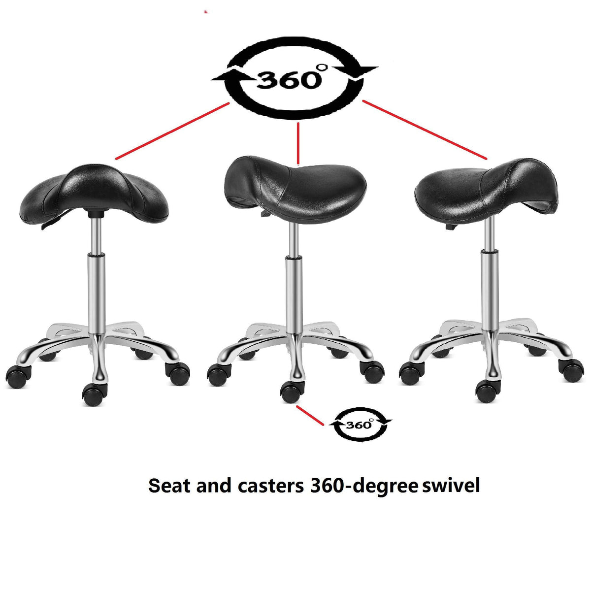 Kaleurrier Saddle Stool Rolling Swivel Height Adjustable with Wheels,Heavy Duty Anti-Fatigue Stools,Ergonomic Stool Chair for Lab Clinic Dentist - image 2