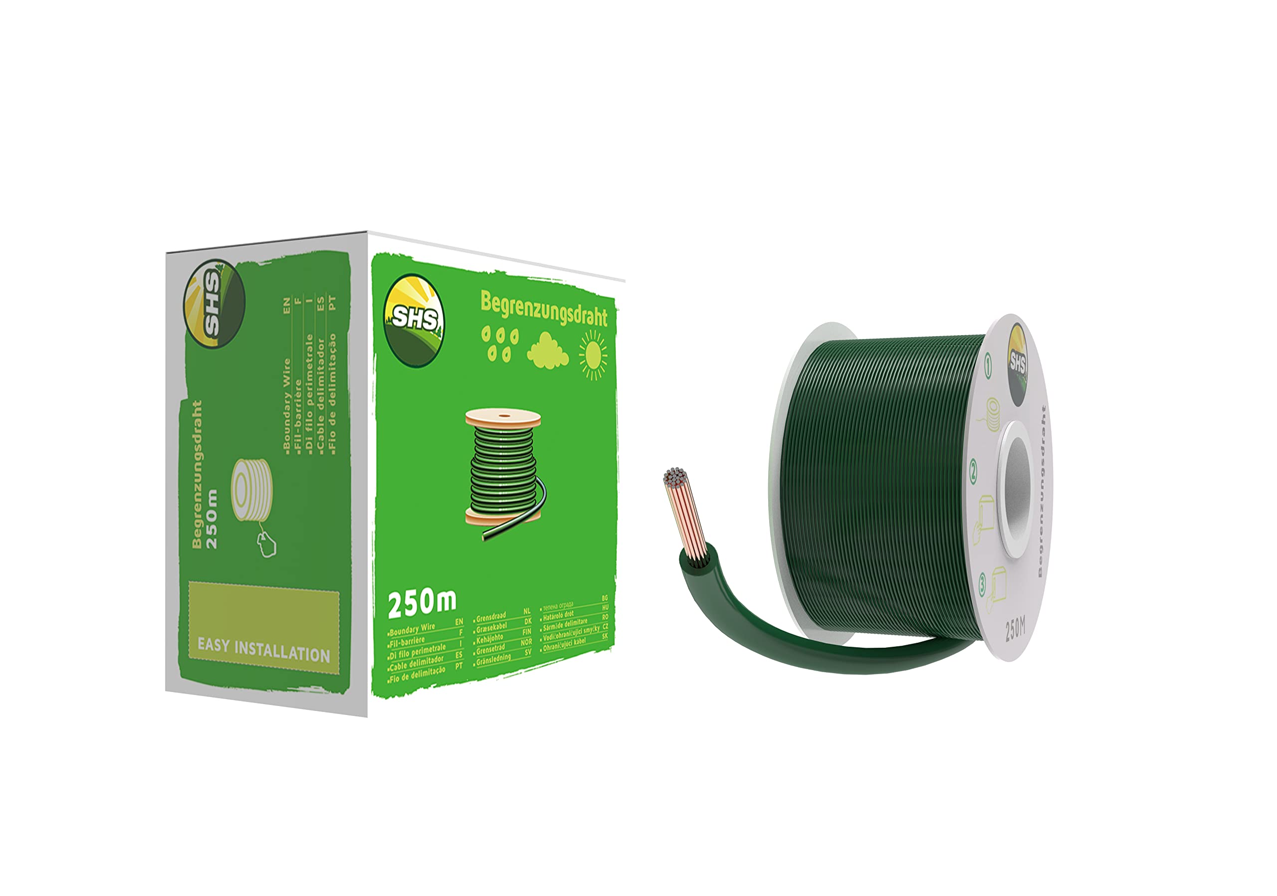RASENFREUND 250m Boundary Cable for Robotic Lawnmower - 2.7mm Green Wire