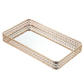 BSTKEY Gold Mirror Vanity Tray – 35x20cm Metal Jewelry Organizer