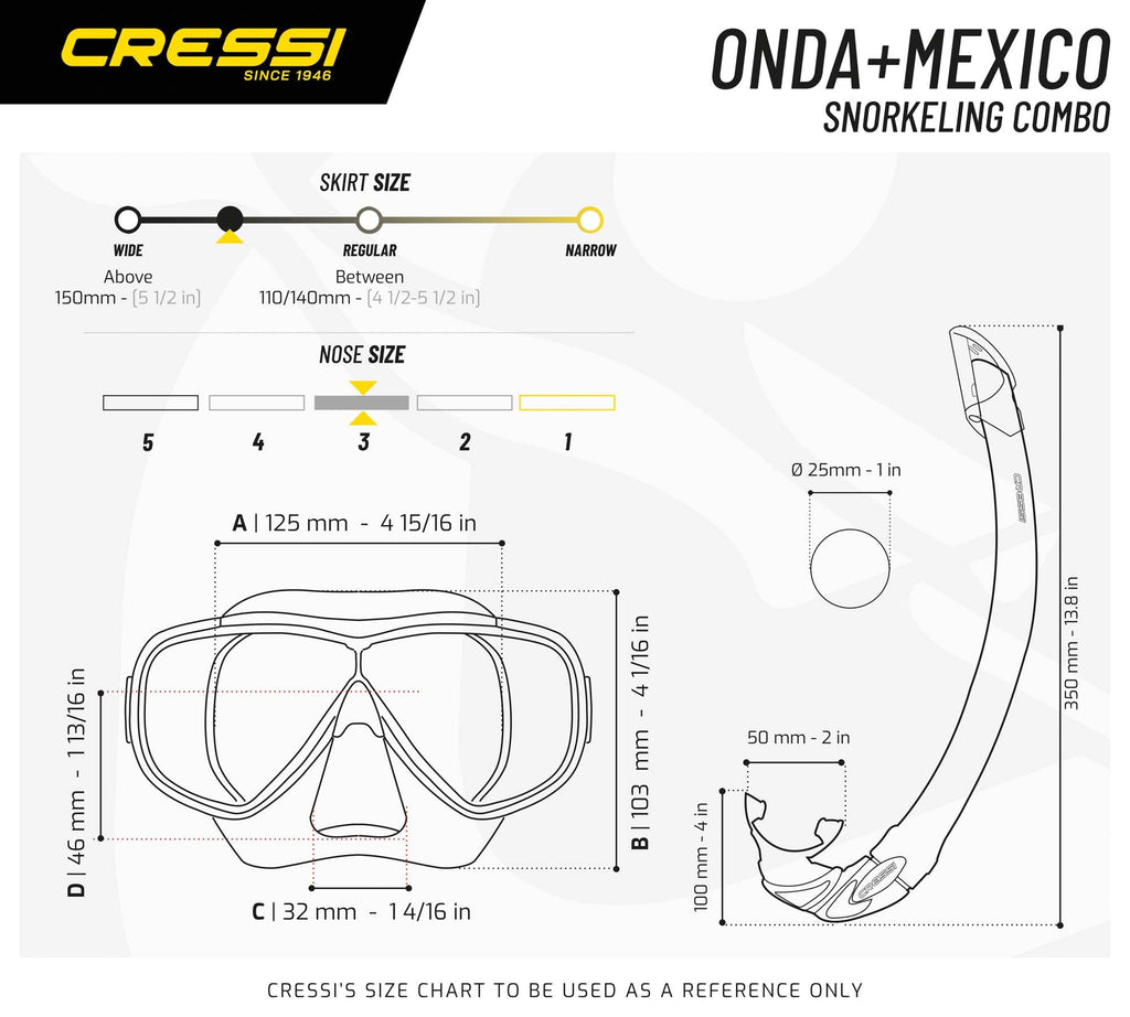 Cressi Onda Mare Snorkel Set – Single Lens Silicone Mask – Clear/Blue