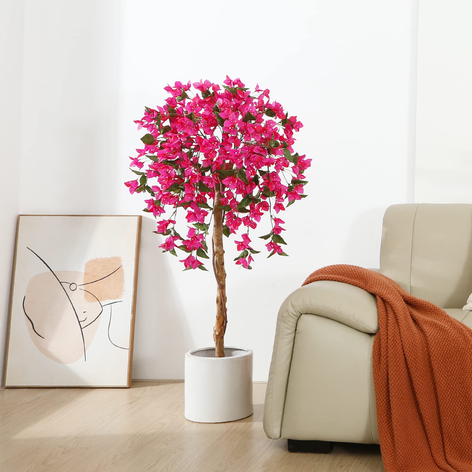 Fopamtri 120cm Pink Artificial Bougainvillea Tree - 2 Pack Faux Plant