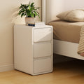 AQIMUELE Narrow Bedside Table - 3 Drawer Slim Leather Nightstand, White