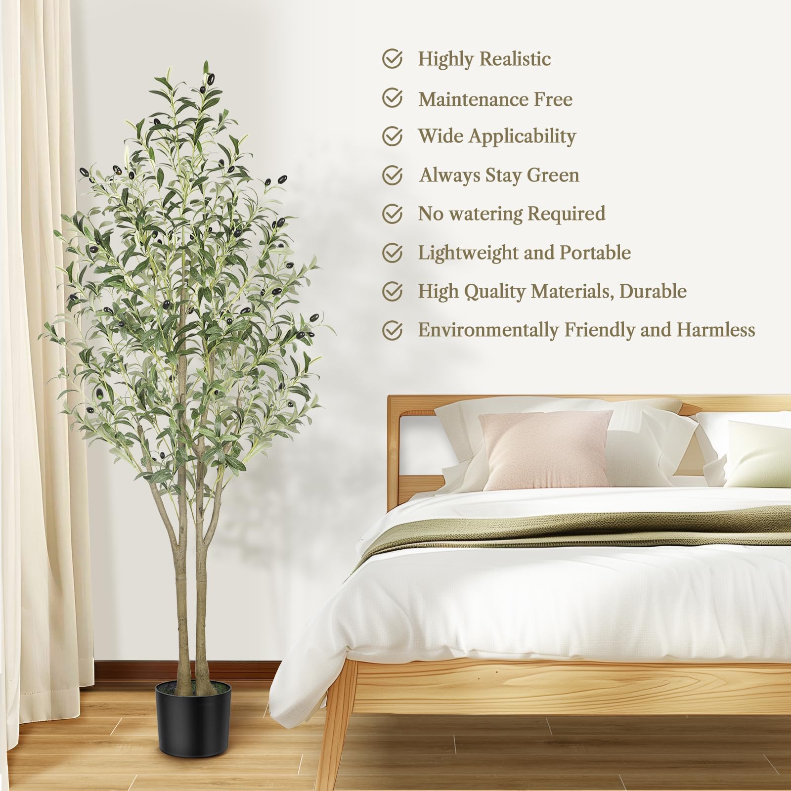 Alupssuc 5FT Artificial Olive Tree | Lifelike Faux Silk Floor Plant