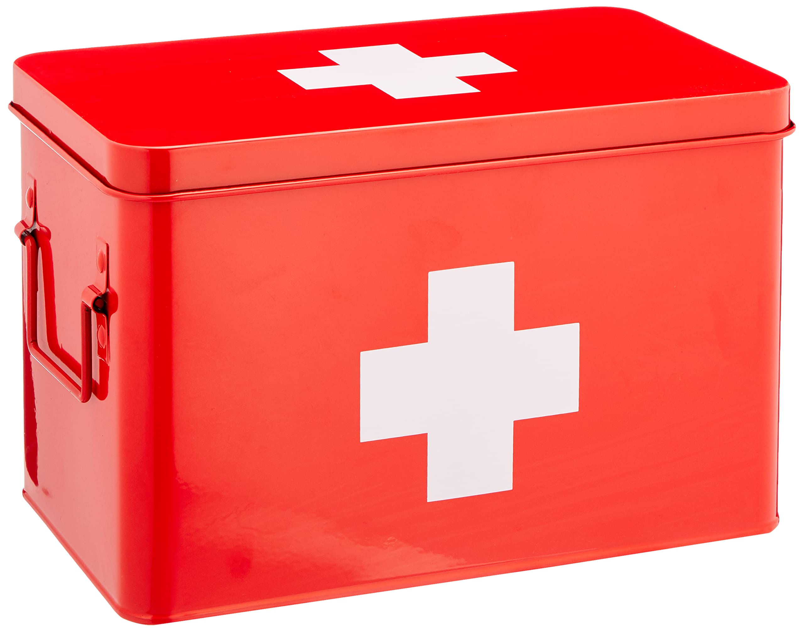 Zeller Metal First Aid Box - Red Medicine Storage Organizer - 32cm