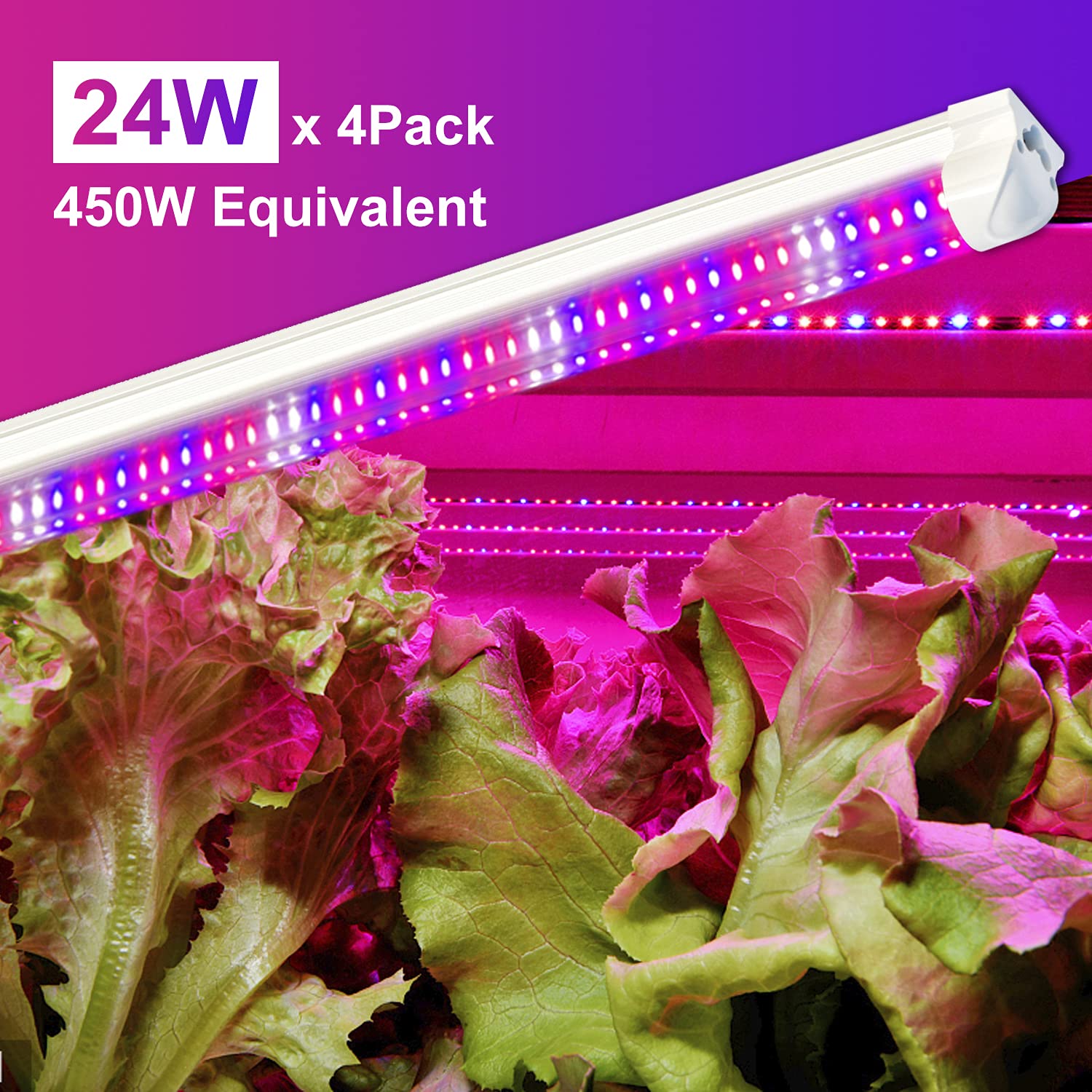Wolezek 2FT T8 Full Spectrum LED Grow Lights for Indoor Plants | 4-Pack