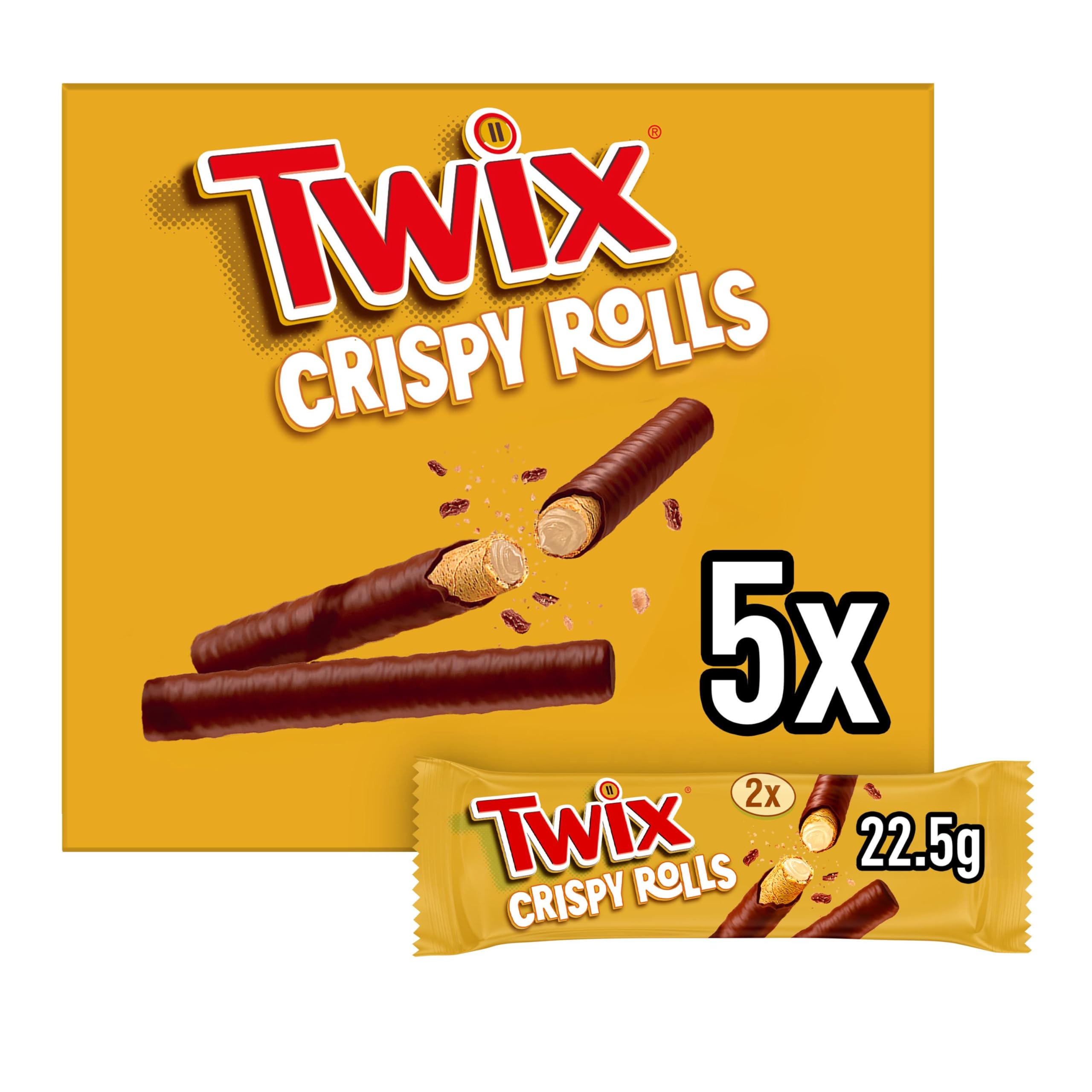 Twix Crispy Rolls Milk Chocolate & Caramel Biscuit Bars - 24 x 22.5g