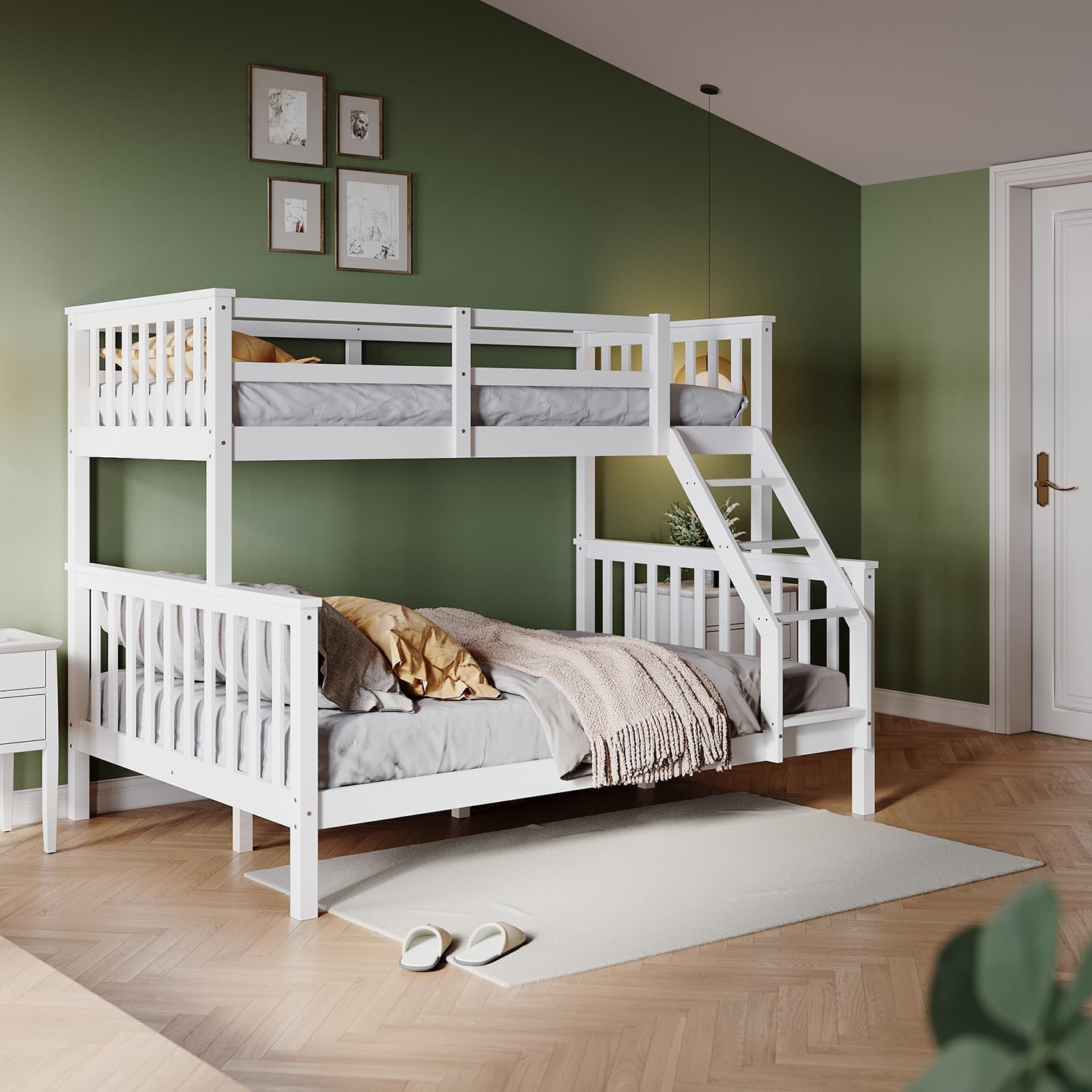 ZANOFIRA Triple Bunk Bed | Solid Pine Wood Single & Double Frame