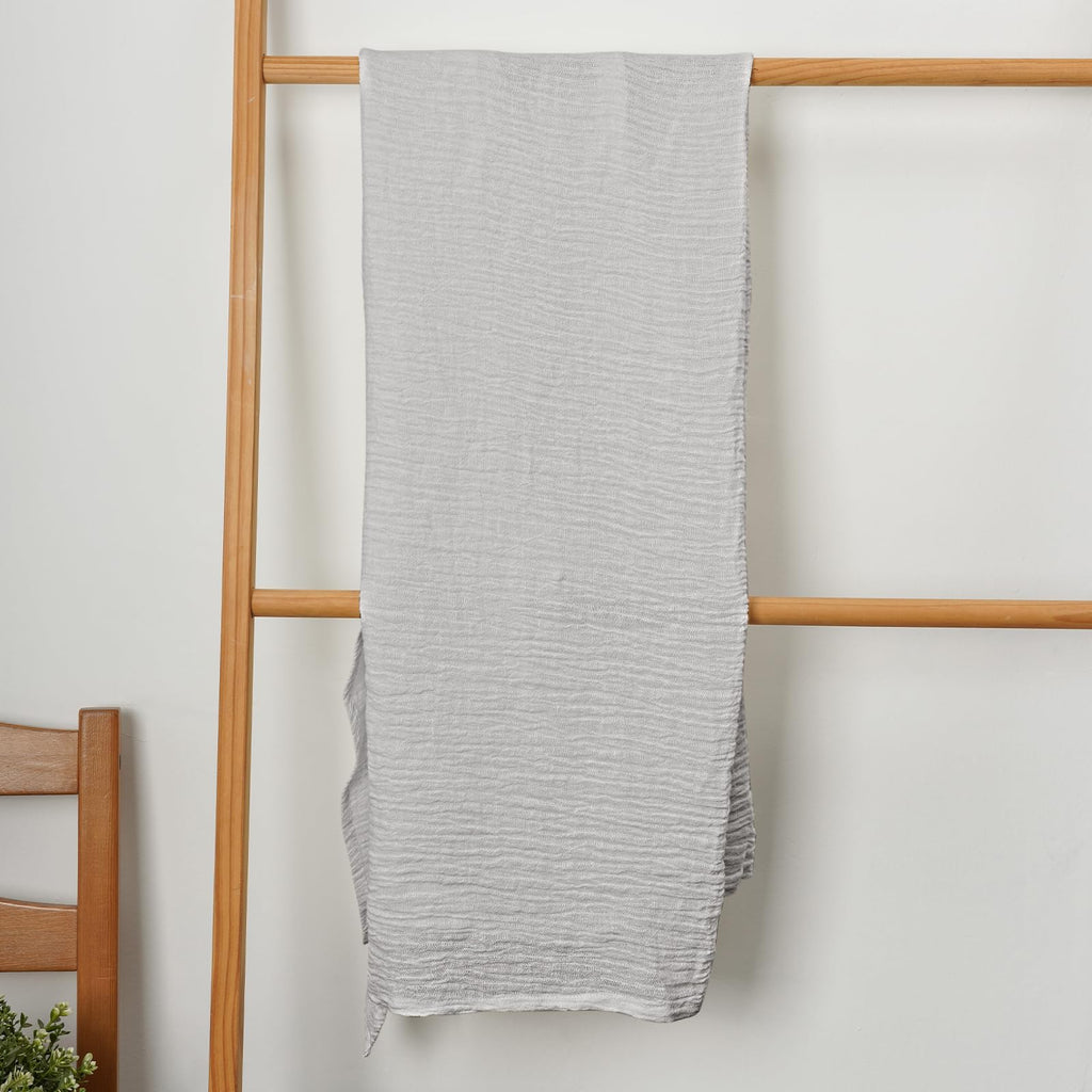 HSOFTIFY 100% Pure Linen Bath Towel with Pleated for Bathroom, Light Gray - image 2