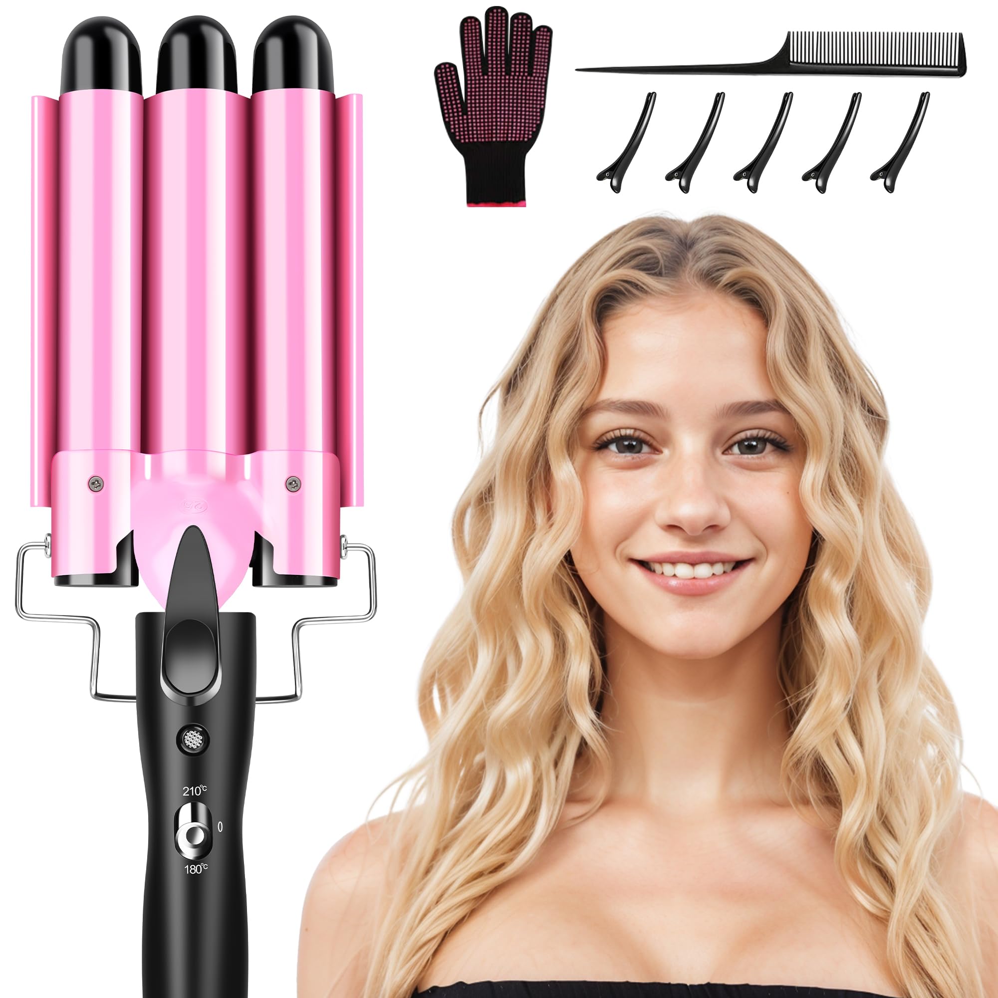 DazSpirit 3 Barrel Hair Waver | 25mm Ceramic Mermaid Hair Curler