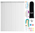ilauke 56Pcs Stainless Steel Knitting Needles Set - 35cm Single Pointed