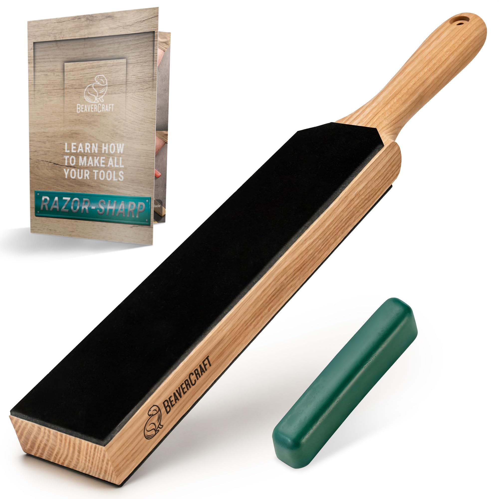 BeaverCraft Leather Strop Kit – Double-Sided Knife Sharpening Block