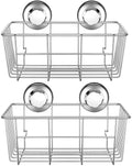 SANNO Suction Cup Shower Caddy – Rustproof Stainless Steel Basket, 2-Pack