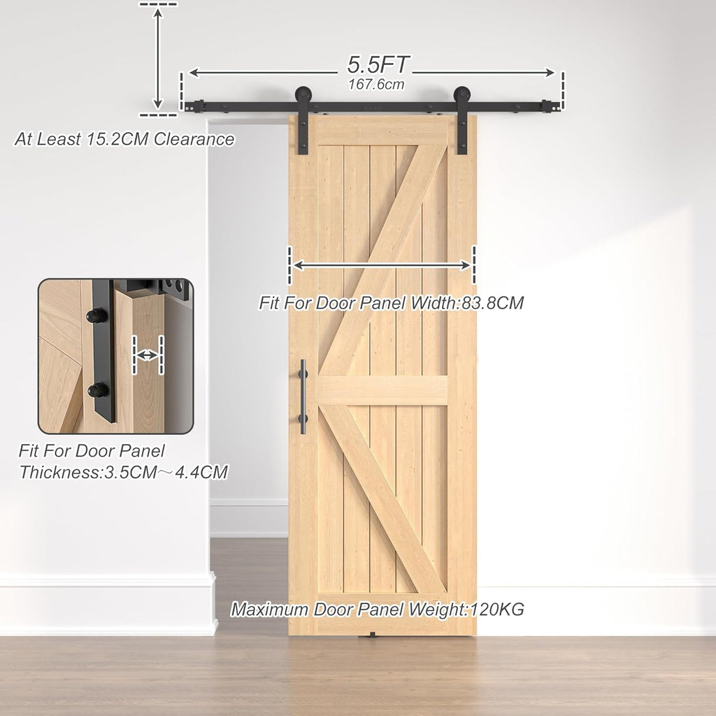 SANKEYTEW 5.5FT Sliding Barn Door Kit | Heavy Duty Carbon Steel Track