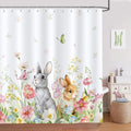 Bonhause Easter Bunny Shower Curtain | Waterproof Floral Spring Decor