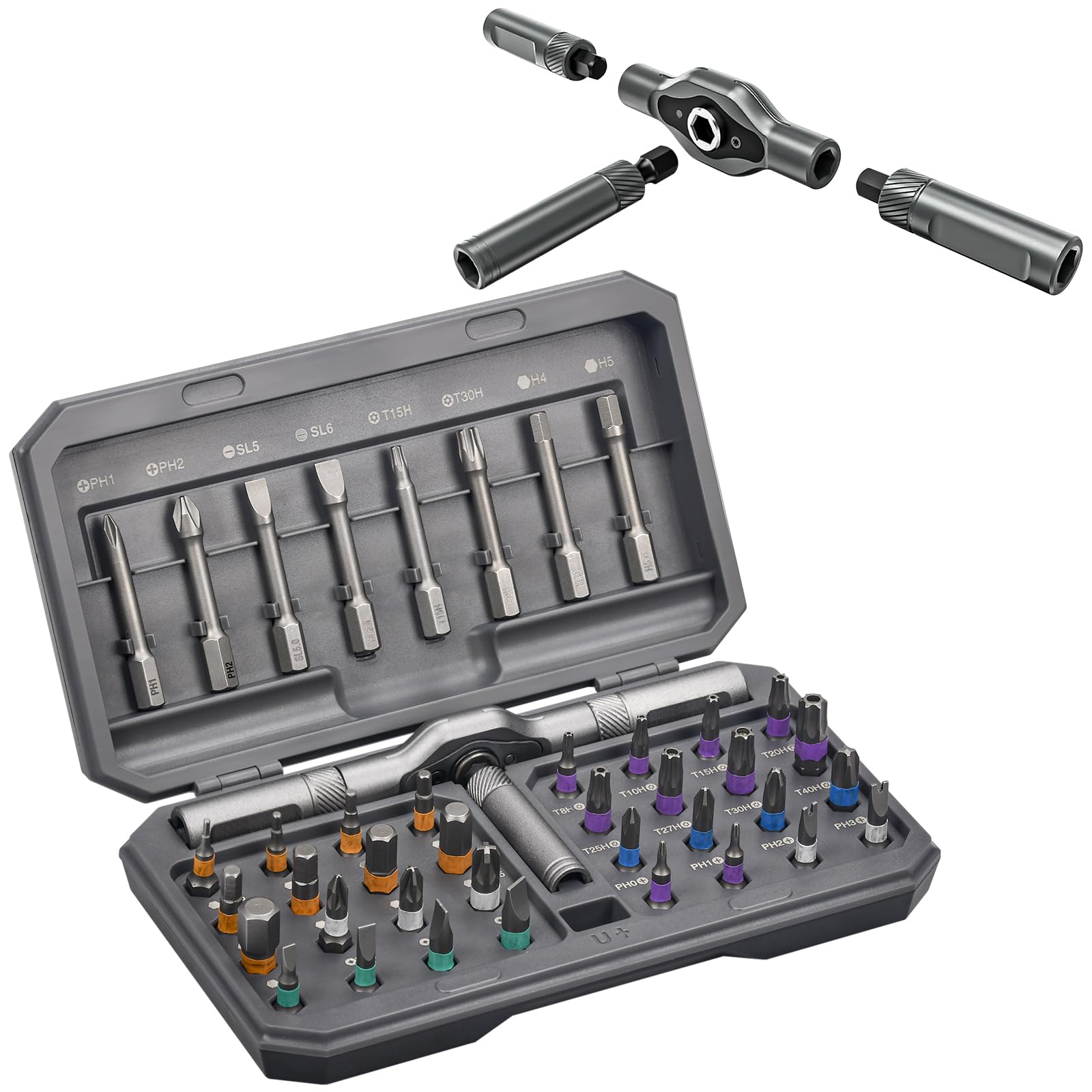 Koeutoze 42-in-1 Magnetic Ratchet Screwdriver Set with 40 Precision Bits