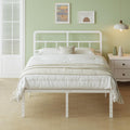 Lutown-Teen Metal Bed Frame | 160x190cm White Heavy Duty Platform Bed