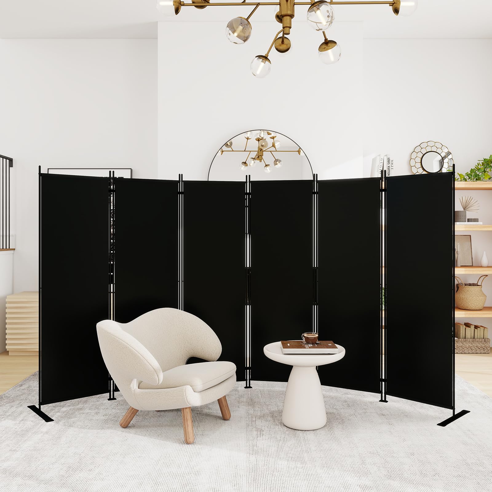 T&Jero 6-Panel Folding Room Divider | 6ft Tall Portable Privacy Screen, Black