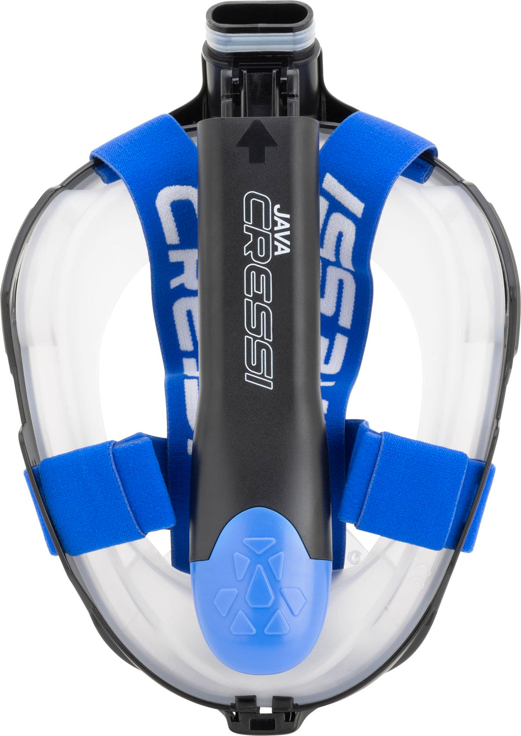 Cressi Java Full Face Snorkel Mask | Anti-Fog Silicone - Black/Blue L/XL
