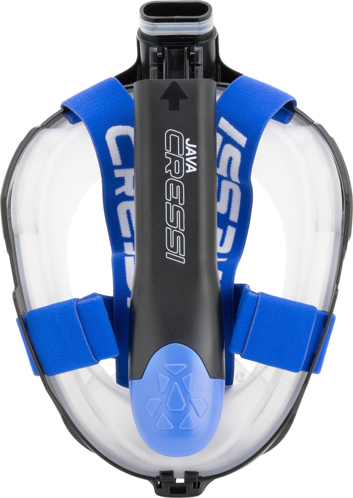Cressi Java Full Face Snorkel Mask | Anti-Fog Silicone - Black/Blue L/XL