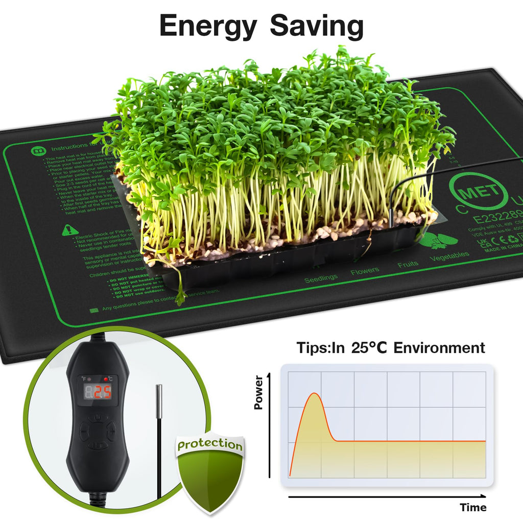 Mojimdo 50W Seedling Heat Mat with Thermostat | Waterproof PVC - 2 Pack